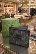 Classic Monogram Textured Bi-Fold Wallet – Black Edition