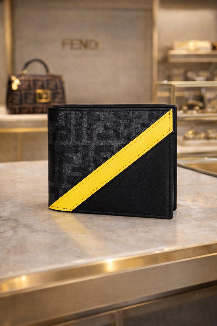 Premium Textured Leather Wallet with Contrast Stripe – Sleek Bifold Design