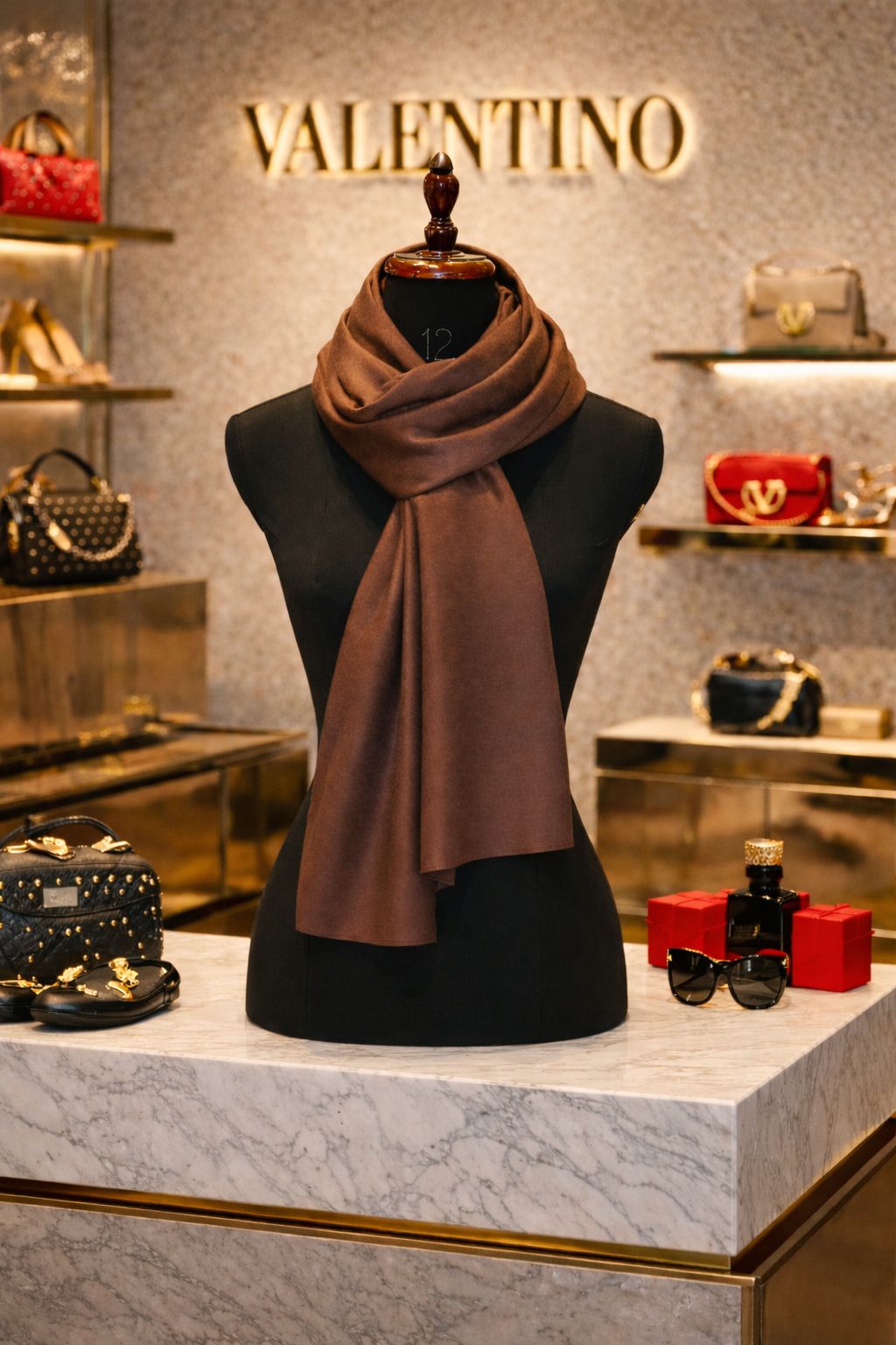 Lightweight Semi-Cotton Summer Scarf – Elegant Brown