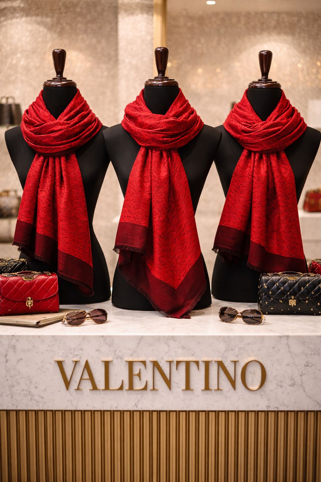 Elegant Red unisex Semi-Cotton Lightweight Summer Stole