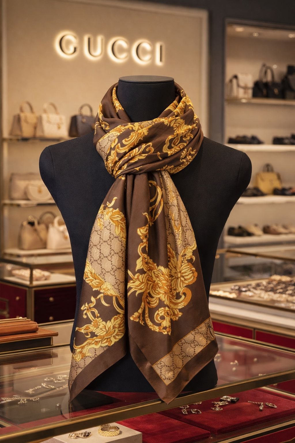 Unisex Luxury Baroque Monogram Scarf – Elegant Soft Wrap