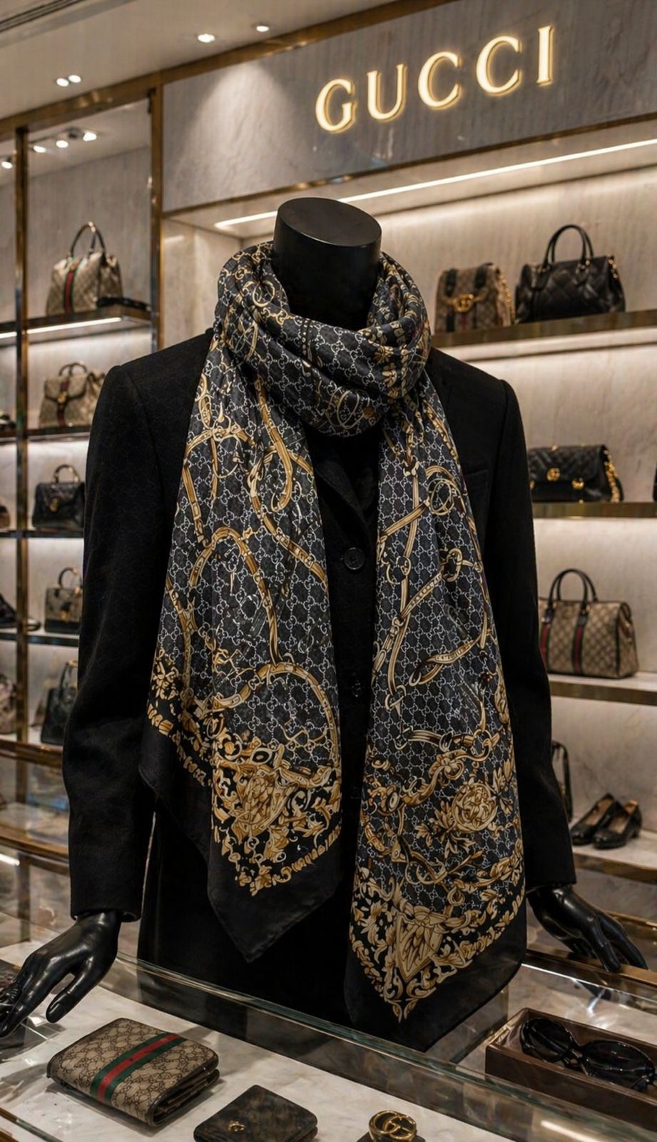 Monogram Silk Scarf – Elegant Printed Designer-Inspired Shawl