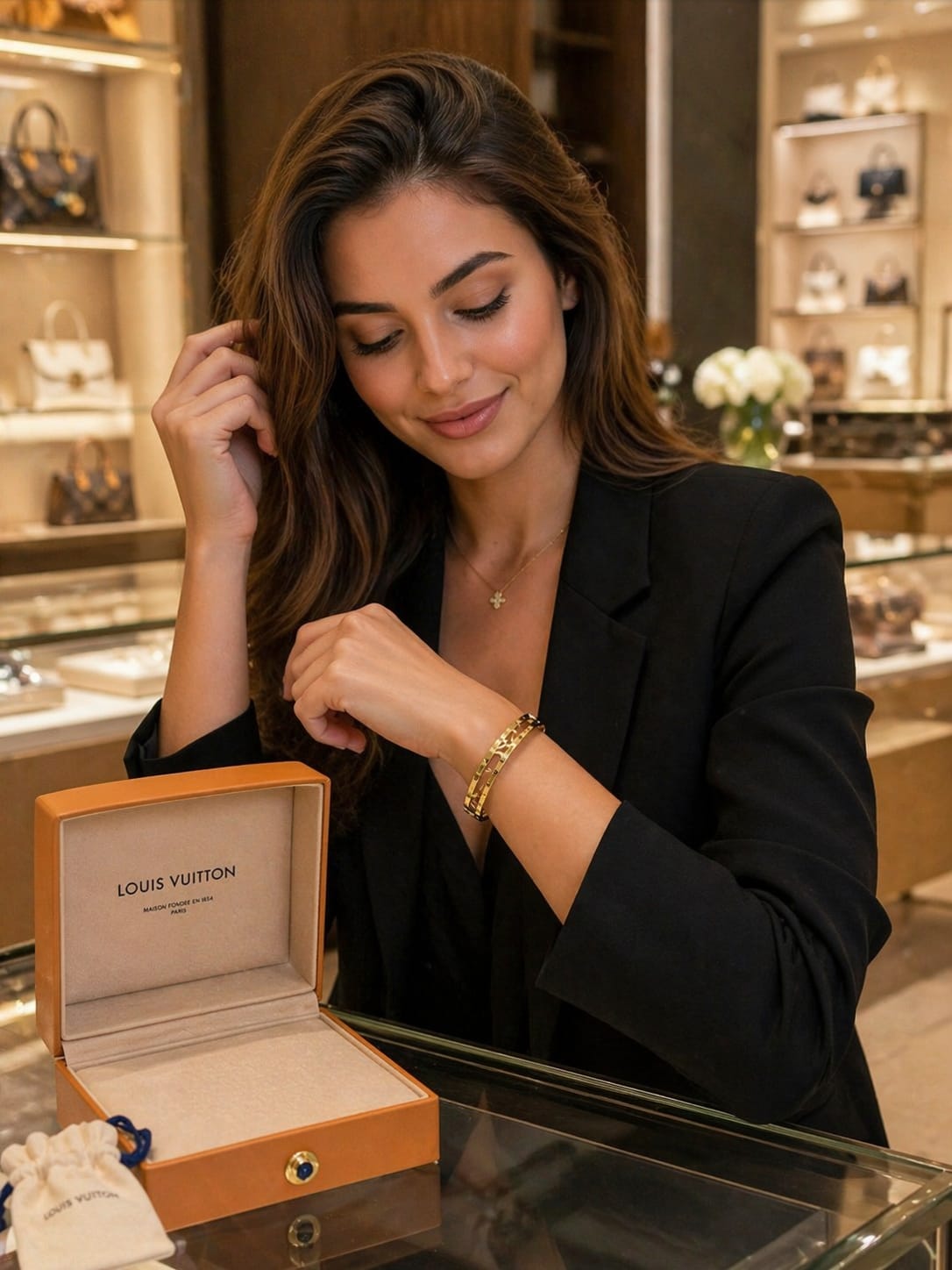 Luxury Gold-Tone Open Cuff Bracelet with Crystal Accents