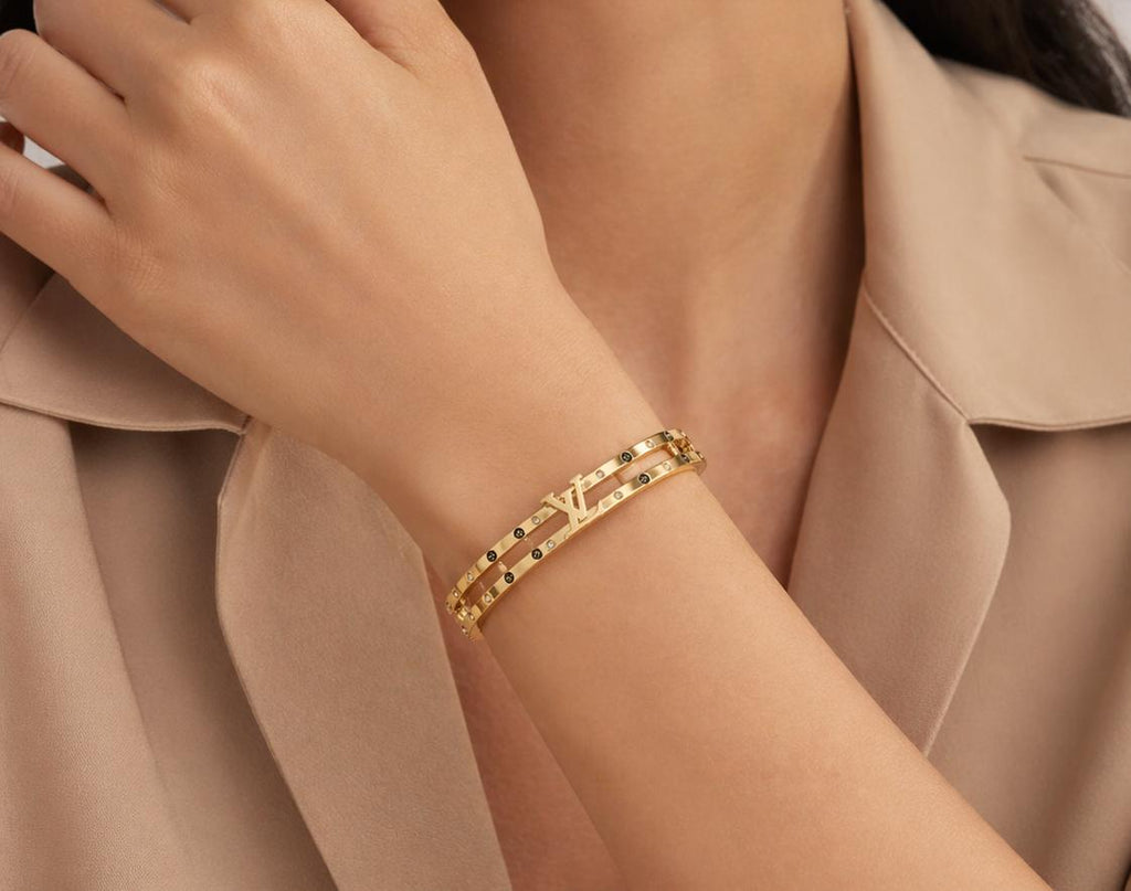 Luxury Gold-Tone Open Cuff Bracelet with Crystal Accents