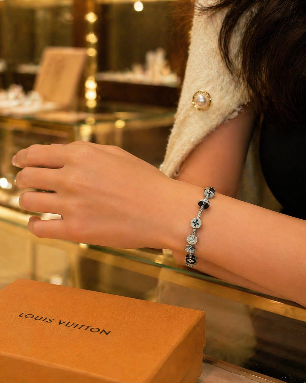 Minimalist Charm Bracelet with Monochrome Accents