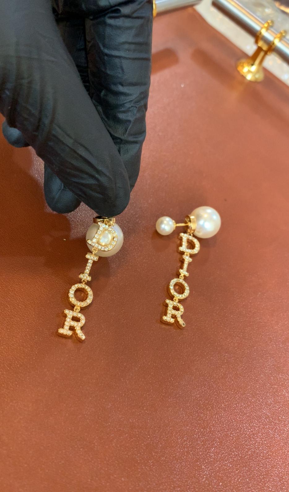 Gold-Tone Pearl Drop Earrings with Crystal Detailing