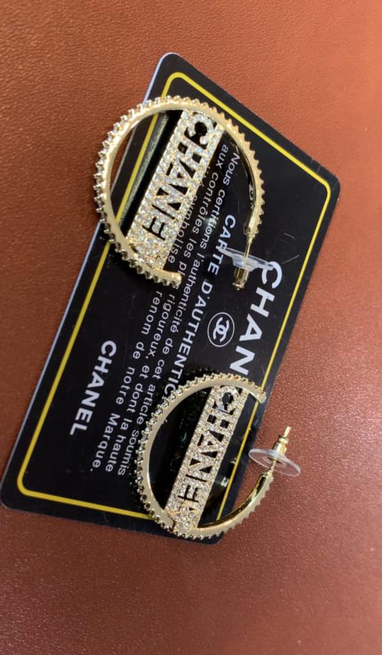 Gold-Tone Circular Hoop Earrings with Textured Detail