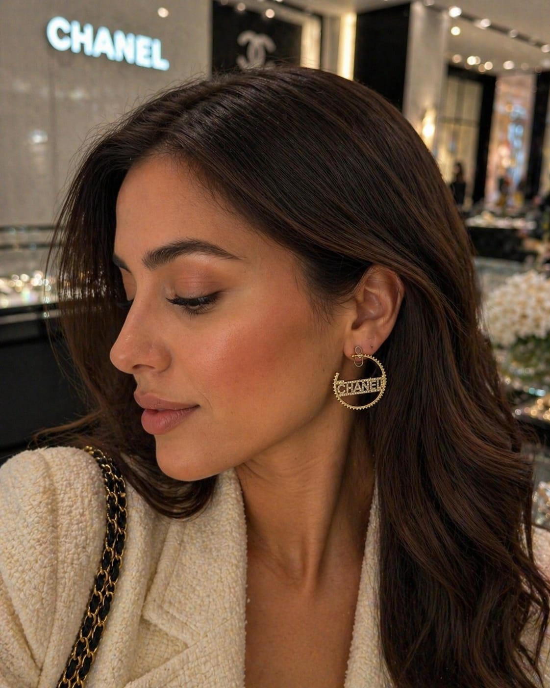 Gold-Tone Circular Hoop Earrings with Textured Detail