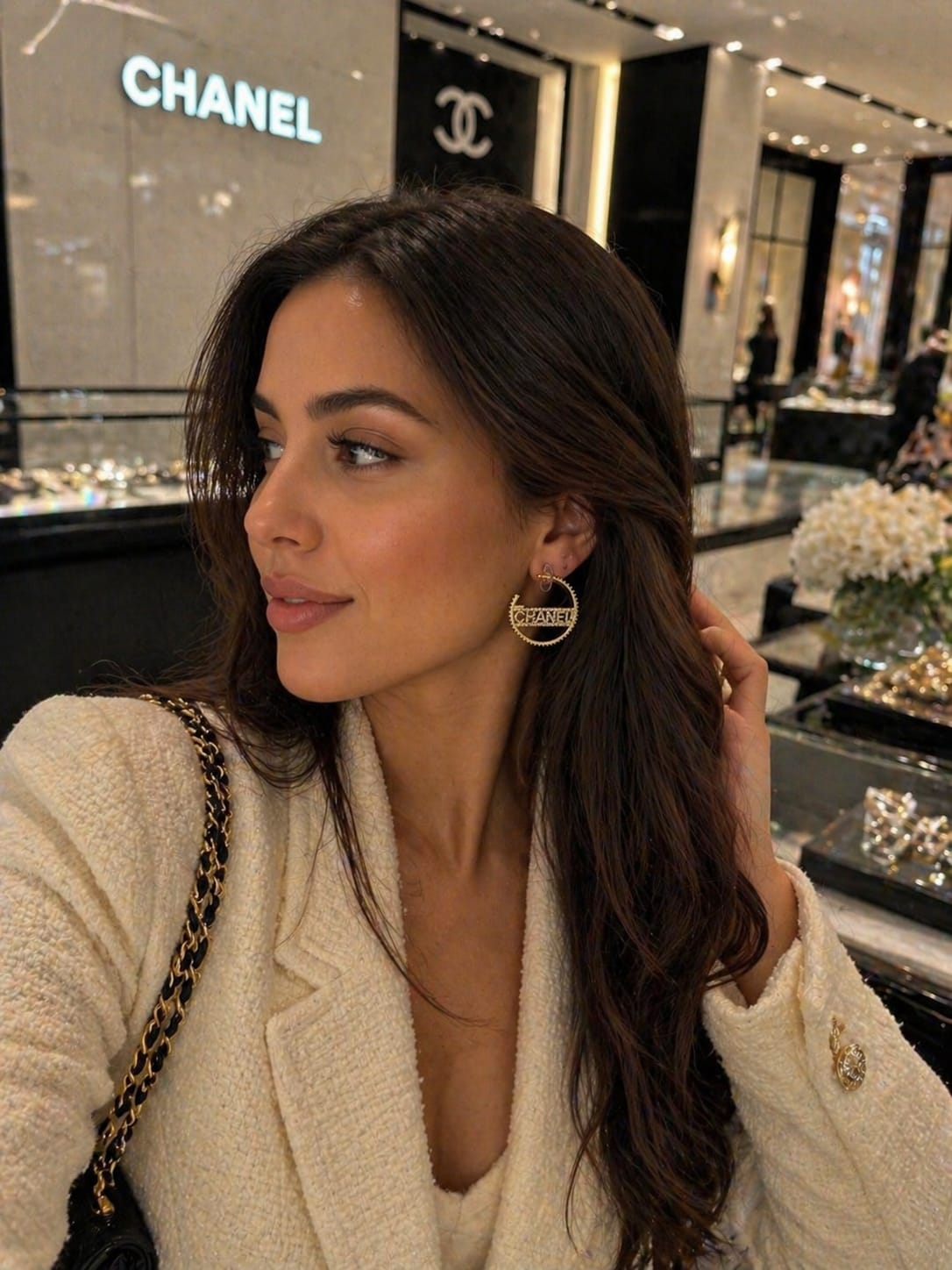 Gold-Tone Circular Hoop Earrings with Textured Detail