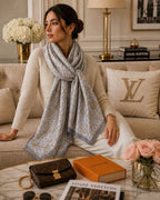 Premium Monogram Pattern Scarf – Soft Lightweight Elegant Wrap