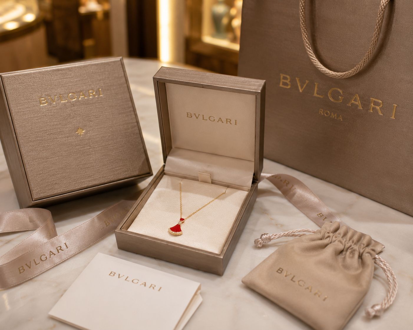 Premium Gold Tone Red Pendant Necklace for Girls & Women