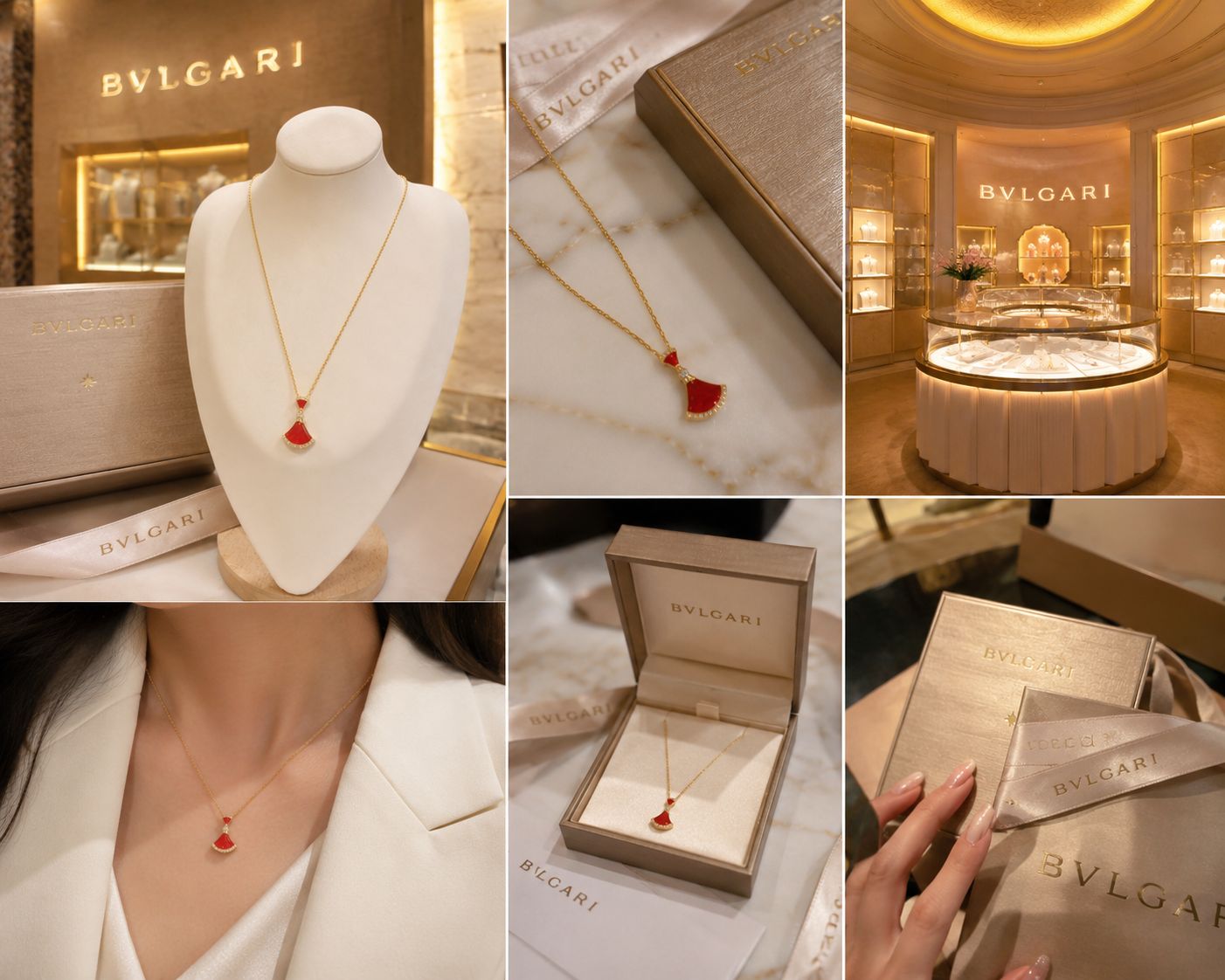 Premium Gold Tone Red Pendant Necklace for Girls & Women