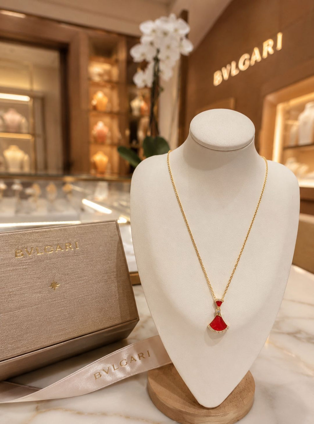 Premium Gold Tone Red Pendant Necklace for Girls & Women