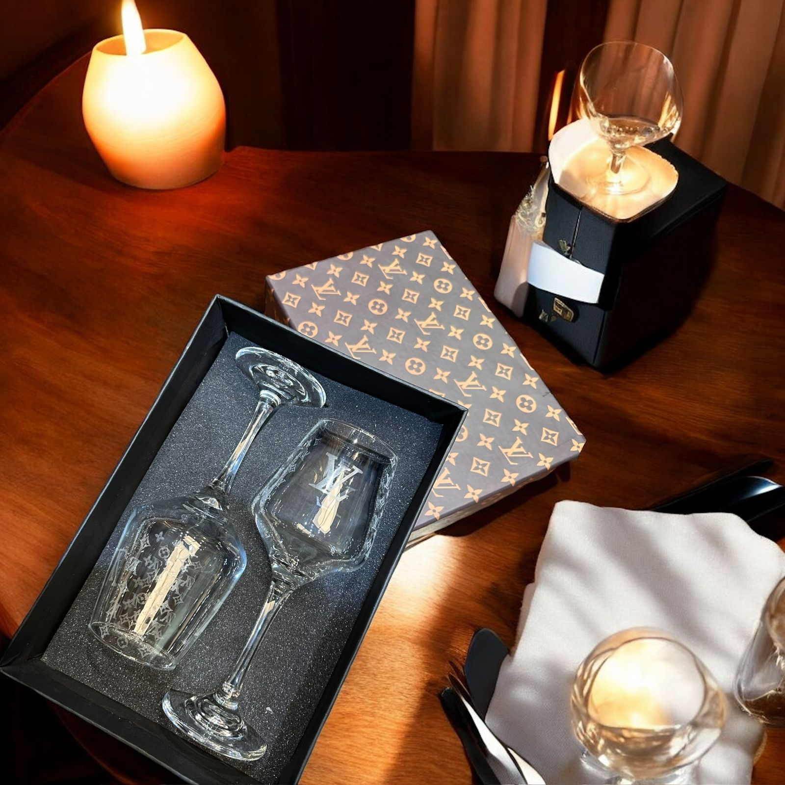 Louis Vuitton Engraved Wine/Whiskey Glass Set – First Copy Luxury Pair