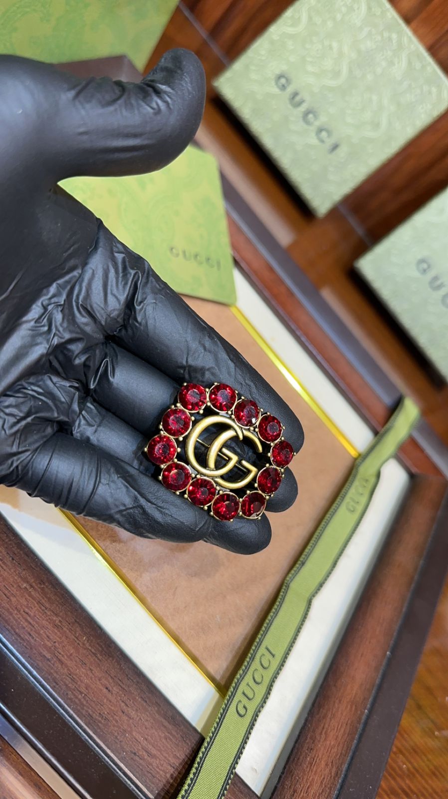 Gucci Logo Brooch Pin – First Copy GG Badge in Gold