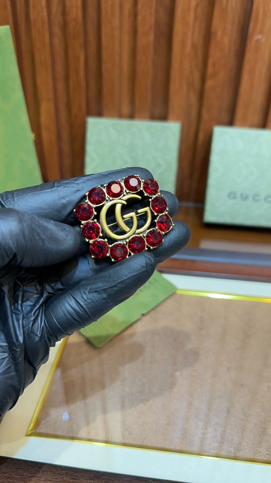 Gucci Logo Brooch Pin – First Copy GG Badge in Gold