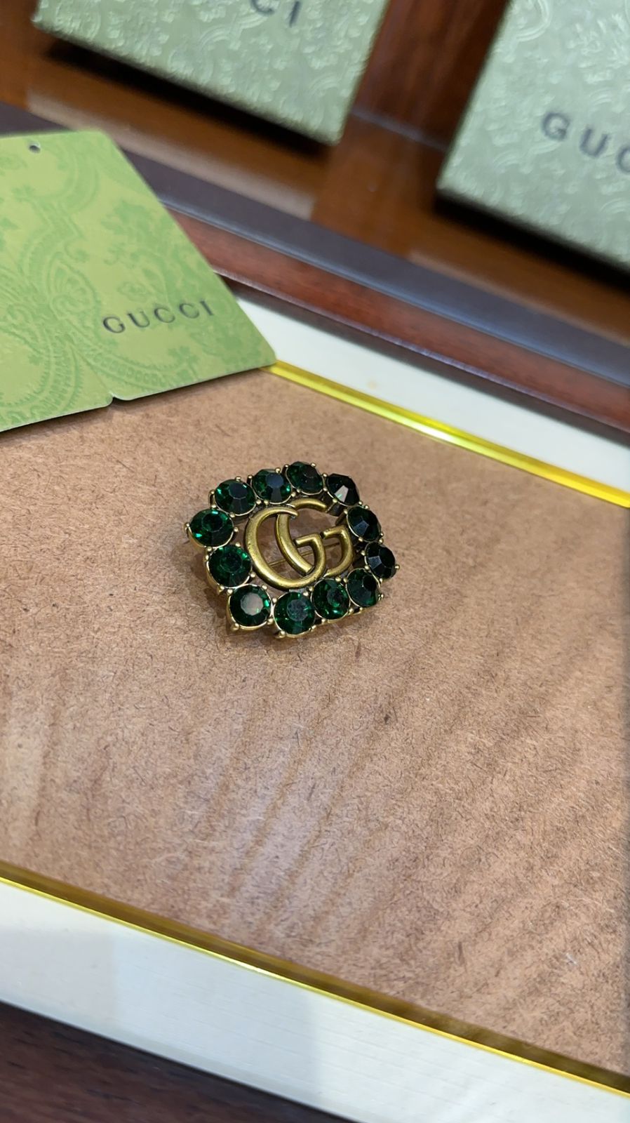 Gucci Logo Brooch Pin – First Copy GG Badge in Gold