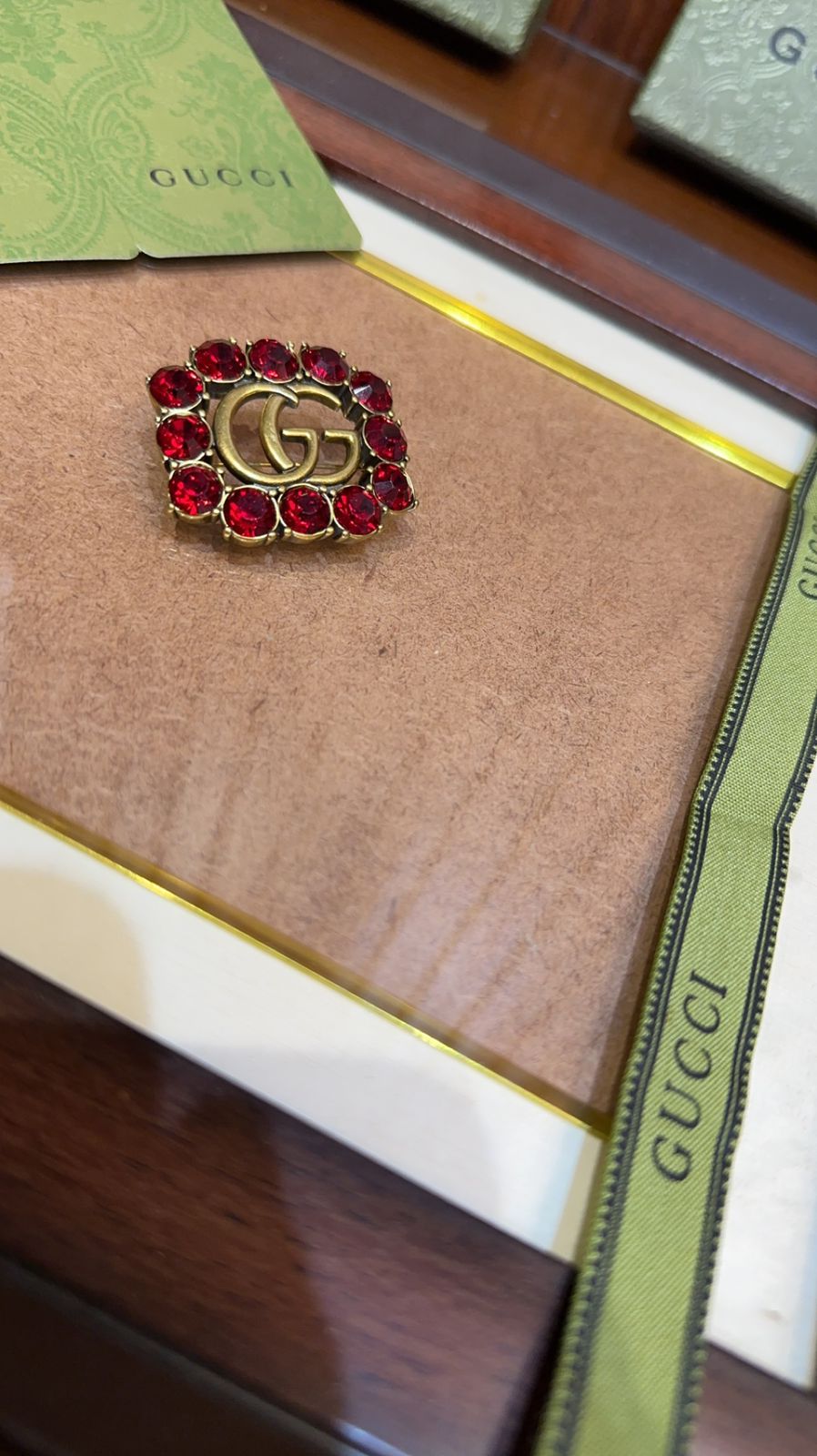 Gucci Logo Brooch Pin – First Copy GG Badge in Gold