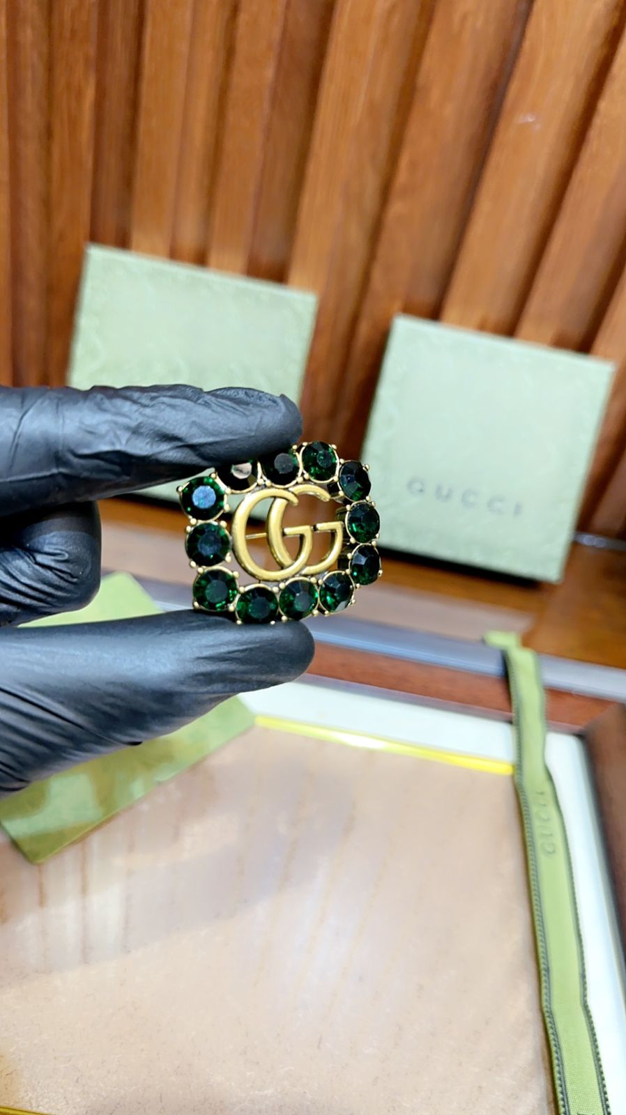 Gucci Logo Brooch Pin – First Copy GG Badge in Gold