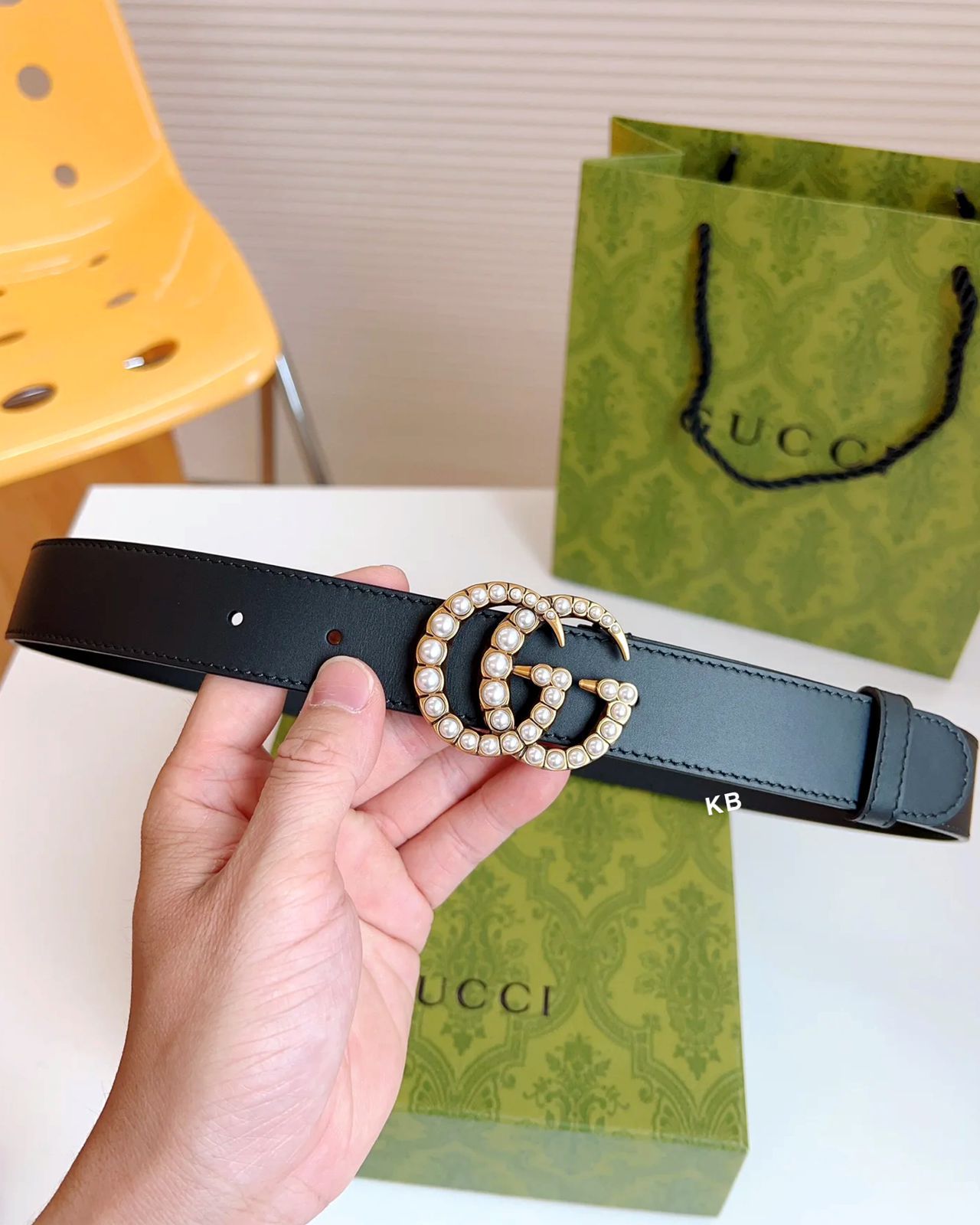 First Copy Gucci Belt  for Women – Pearl Embellished Leather