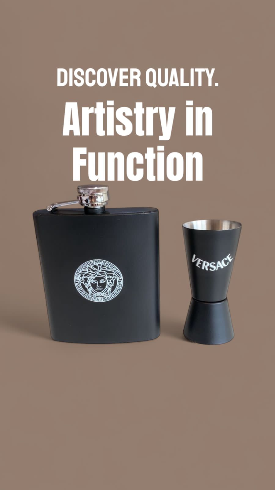 Luxury Matte Black Flask & Shot Glass Travel Set – Designer-Inspired Barware Kit