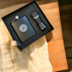 Luxury Matte Black Flask & Shot Glass Travel Set – Designer-Inspired Barware Kit
