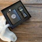 Luxury Matte Black Flask & Shot Glass Travel Set – Designer-Inspired Barware Kit