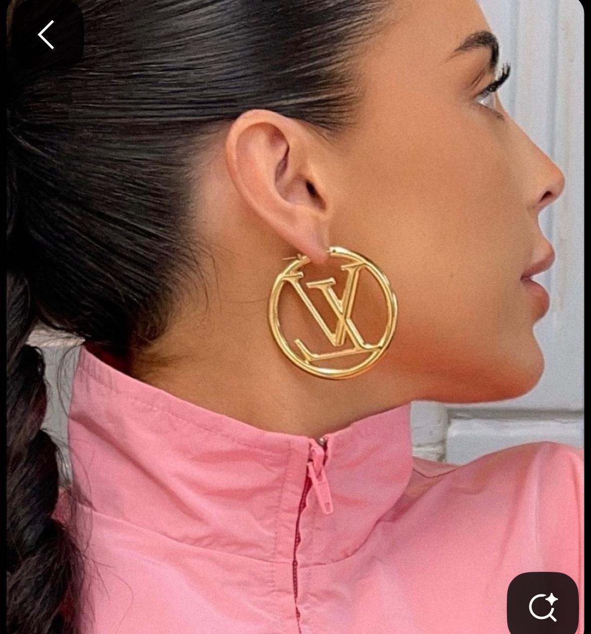 Gold Statement Monogram Hoop Earrings – Replica Louis Vuitton