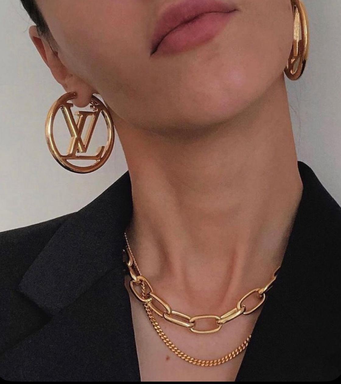 Gold Statement Monogram Hoop Earrings – Replica Louis Vuitton