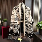 Burberry-Style Winter Stole – Premium Wool Blend | Black & Cream