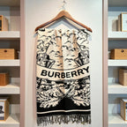 Burberry-Style Winter Stole – Premium Wool Blend | Black & Cream
