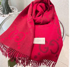 Luxury Designer Edition Partywear Muffler – Red Monogram Wool Blend