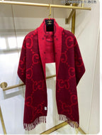 Luxury Designer Edition Partywear Muffler – Red Monogram Wool Blend