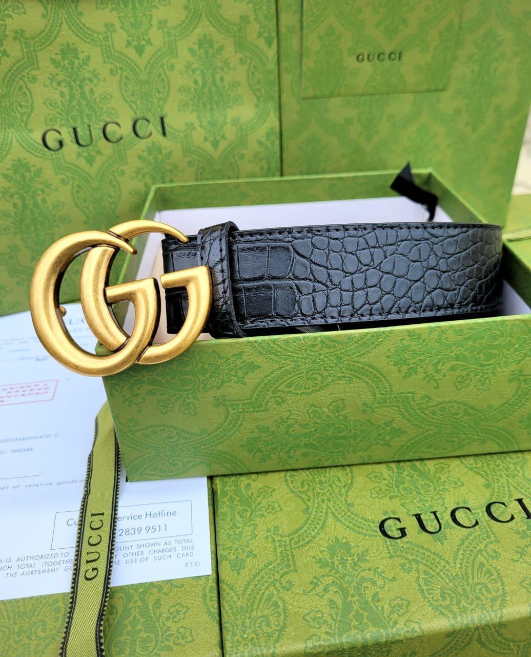 Luxury Croc-Texture Belt with Bold Double-Ring Buckle