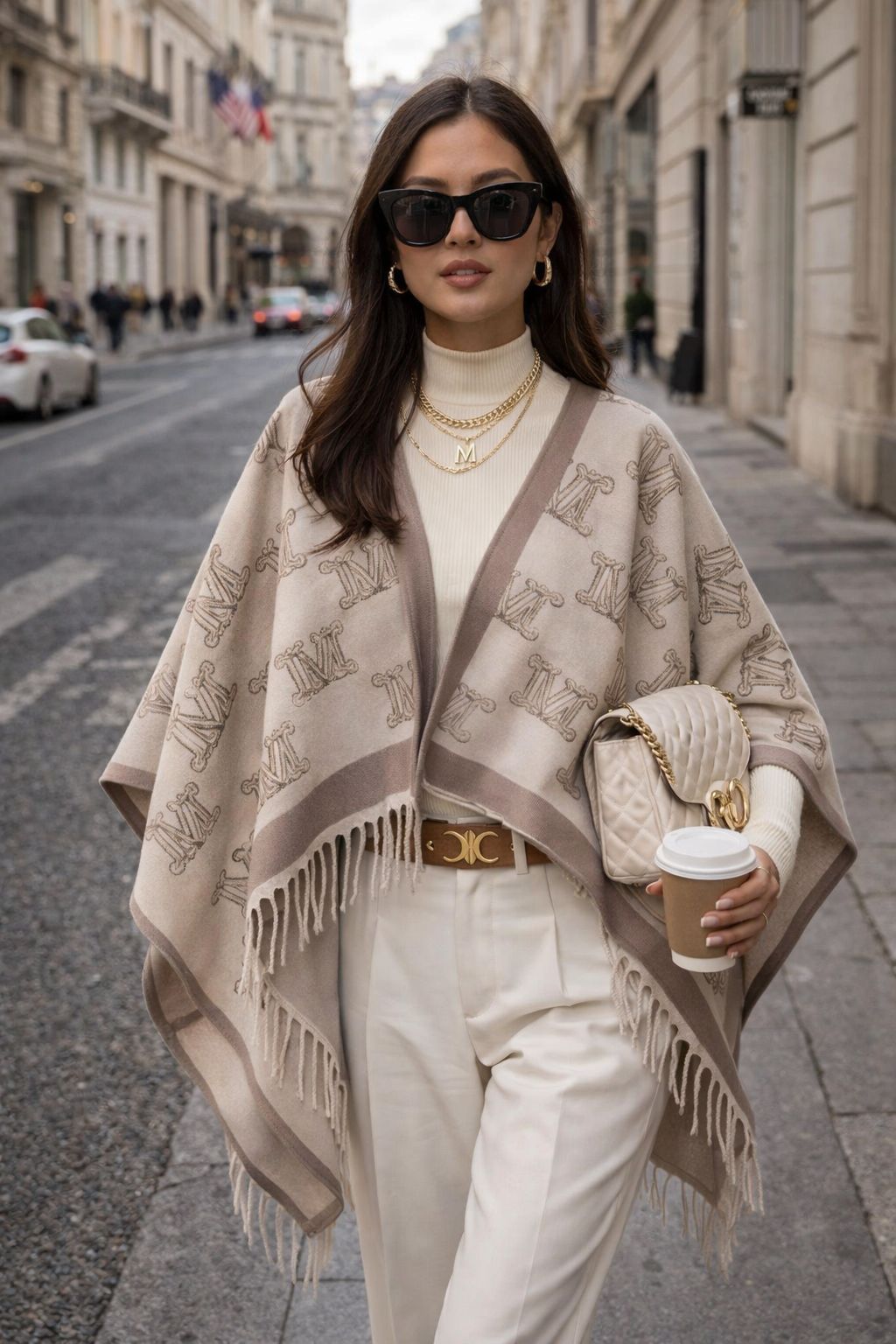 Elegant Monogram Pattern Winter Stole for Men & Women