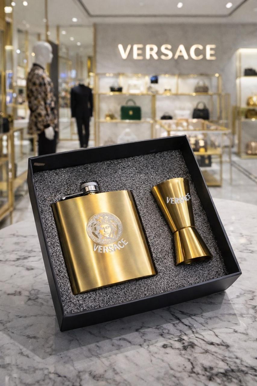 Luxury Flask & Shot Glass Travel Set – Designer-Inspired Barware Kit