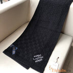 Textured Knit Winter Scarf with Minimal Script Detail