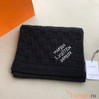 Textured Knit Winter Scarf with Minimal Script Detail