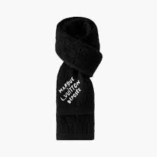 Textured Knit Winter Scarf with Minimal Script Detail