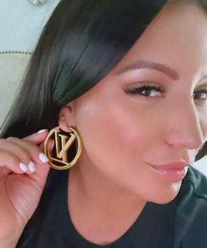 Gold Statement Monogram Hoop Earrings – Luxury Designer-Inspired Jewelry