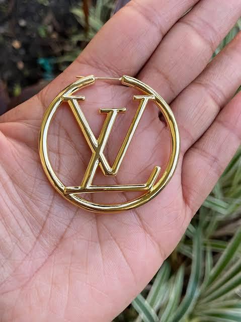 Gold Statement Monogram Hoop Earrings – Luxury Designer-Inspired Jewelry