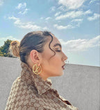 Gold Statement Monogram Hoop Earrings – Luxury Designer-Inspired Jewelry