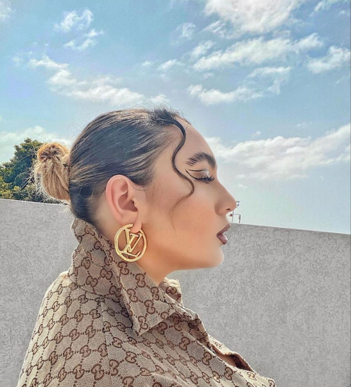 Gold Statement Monogram Hoop Earrings – Luxury Designer-Inspired Jewelry