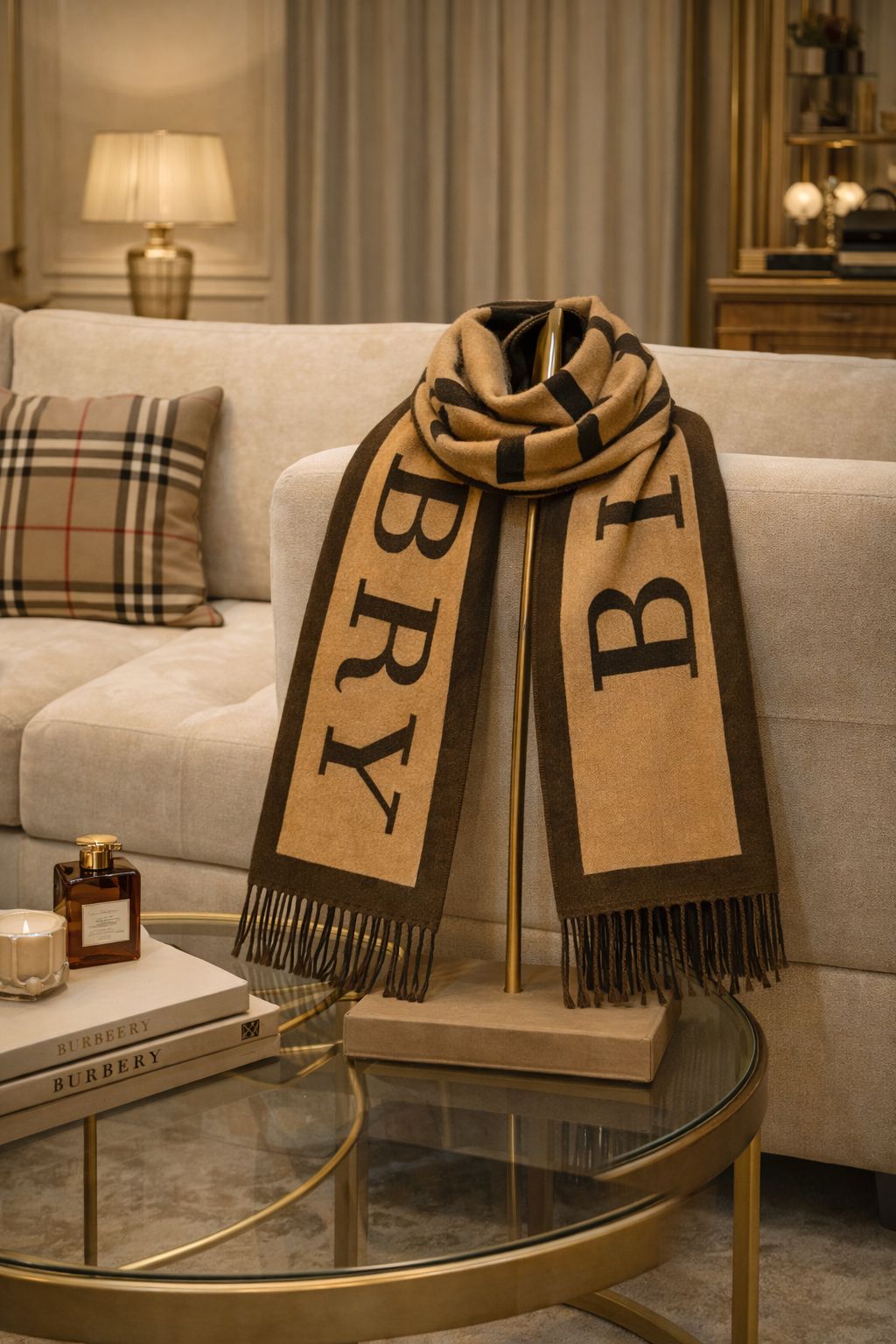 Bold Letter Print Winter Scarf with Fringe Detail – Unisex