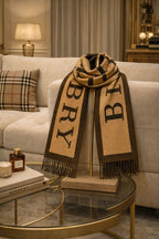 Bold Letter Print Winter Scarf with Fringe Detail – Unisex