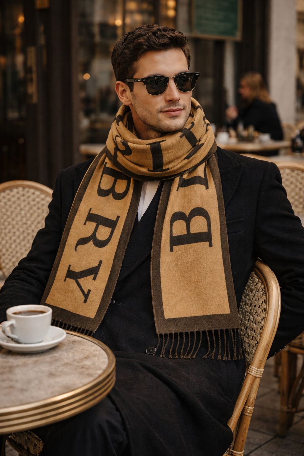 Bold Letter Print Winter Scarf with Fringe Detail – Unisex