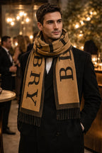 Bold Letter Print Winter Scarf with Fringe Detail – Unisex