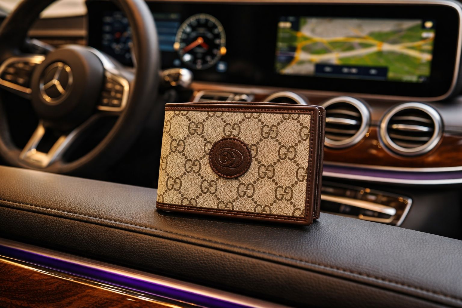 Classic Monogram Textured Bi-Fold Wallet – Black Edition