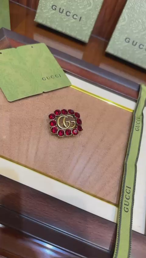 Gucci Logo Brooch Pin – First Copy GG Badge in Gold