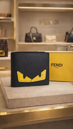 Bold Eye Graphic Bi-Fold Wallet – Black & Yellow Edition